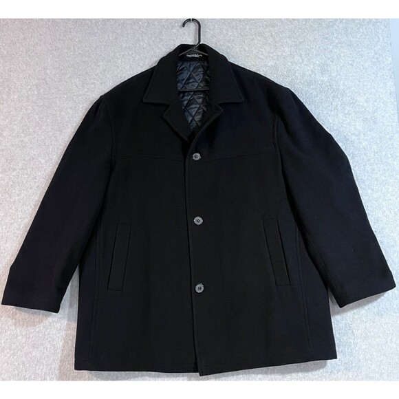 Ungaro Uomo Paris Men's Vintage Wool Cashmere Black Coat Overcoat Topcoat R46